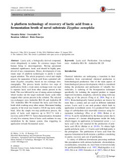 A platform technology of recovery of lactic acid from a fermentation