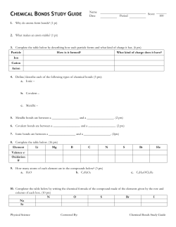 Chemical Bonds Study Guide
