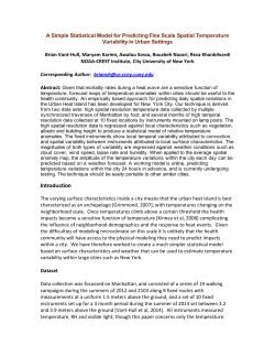 A Simple Statistical Model for Predicting Fine Scale Spatial