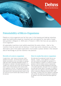 Patentability of Micro-Organisms