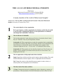 THE 1-2-3-4`s OF BEHAVIOURAL INSIGHTS