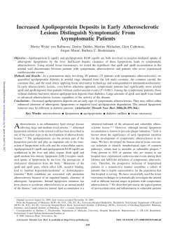 Increased Apolipoprotein Deposits in Early Atherosclerotic Lesions