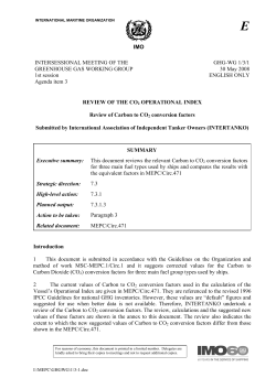 IMO INTERSESSIONAL MEETING OF THE GREENHOUSE GAS