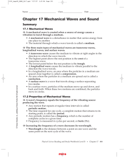 Chapter 17 Mechanical Waves and Sound