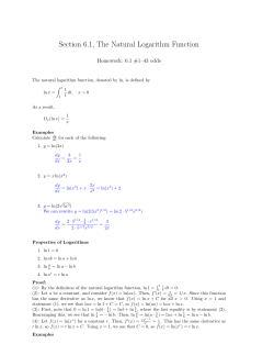 Section 6.1, The Natural Logarithm Function