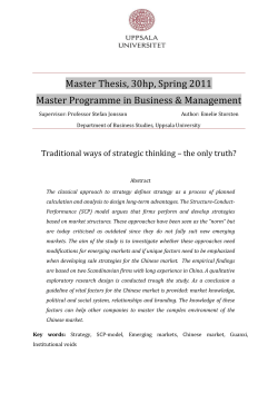 Master Thesis, 30hp, Spring 2011 Master Programme in