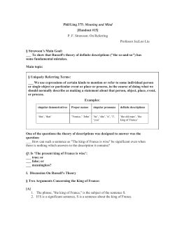 P. F. Strawson: On Referring
