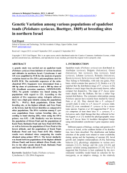 Genetic Variation among various populations of spadefoot toads