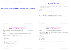 Start of Lecture 8: RSL: PREDICATE CALCULUS and &lambda;