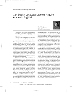 Can English Language Learners Acquire Academic