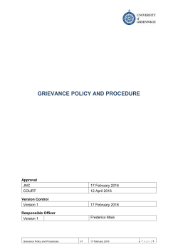 GRIEVANCE POLICY AND PROCEDURE