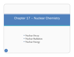 Chapter 17 &ndash; Nuclear Chemistry