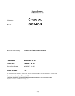 crude oil - Petroleum HPV