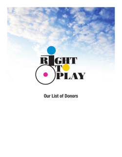Our List of Donors - Right to Play Inc.