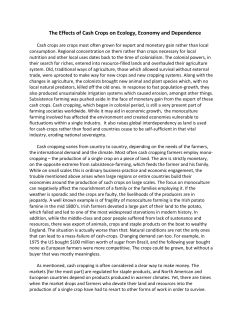 The Effects of Cash Crops on Ecology, Economy and