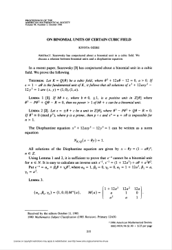 ON BINOMIAL UNITS OF CERTAIN CUBIC FIELD n > 1.