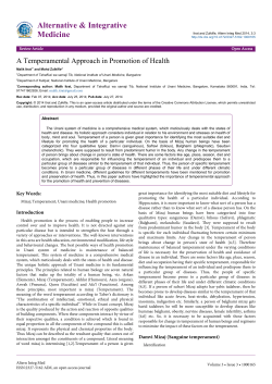 A Temperamental Approach in Promotion of Health