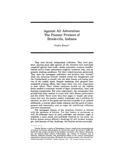Against All Adversities: The Pioneer Printers of Brookville, Indiana