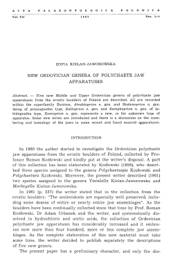 NEW ORDOVICIAN GENERA OF POLYCHAETE JAW