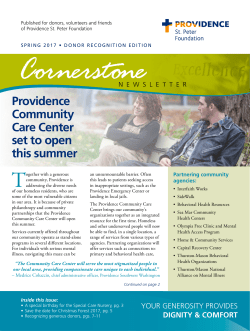 Providence St. Peter Foundation Cornerstone Newsletter Spring 2017