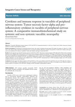 Cytokines and immune response in vasculitis of peripheral nervous