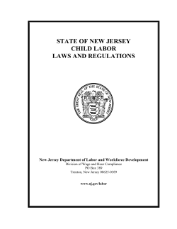 STATE OF NEW JERSEY CHILD LABOR LAWS AND REGULATIONS