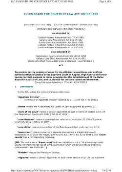 RULES BOARD FOR COURTS OF LAW ACT 107 OF 1985 Page 1