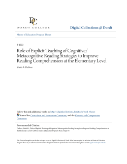 Role of Explicit Teaching of Cognitive/Metacognitive Reading