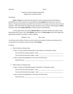 Properties of Acids and Bases Experiments