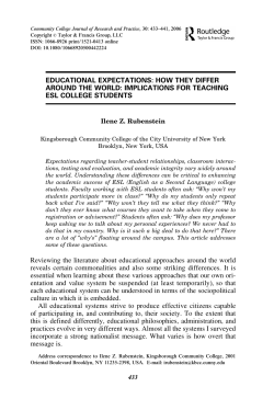 EDUCATIONAL EXPECTATIONS: HOW THEY DIFFER AROUND