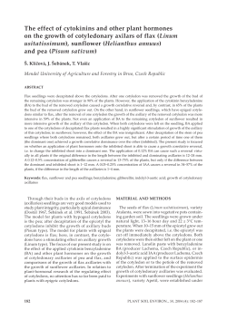 The effect of cytokinins and other plant hormones on the growth of