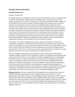 NEGLIGENT HIRING AND RETENTION InterOffice Memorandum by