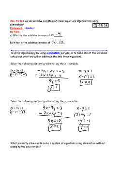 Aim #24: How do we solve a system of linear equations