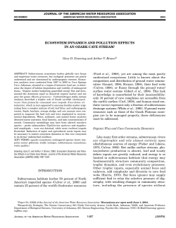 ecosystem dynamics and pollution effects in an ozark cave stream1