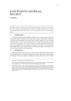 lone parents and social security - Victoria University of Wellington