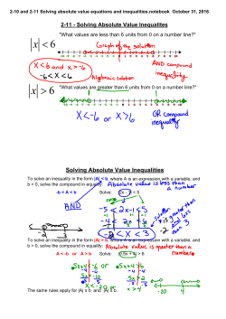 2-10 and 2-11 Solving absolute value equations and inequalities