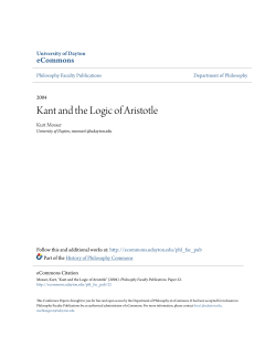 Kant and the Logic of Aristotle - eCommons