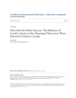 How Schools Define Success: The Influence of Local Contexts on