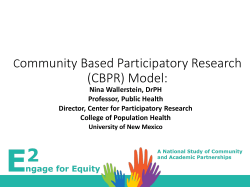 Community Based Participatory Research (CBPR) Model: