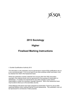 2013 Sociology Higher Finalised Marking Instructions