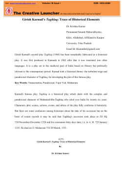 Girish Karnad`s Tughlaq: Trace of Historical Elements