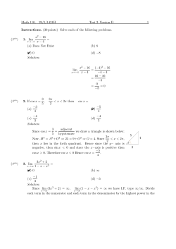 Math 110, 29/5/1431H Test 2&ndash;Version D 1 Instructions. (30points