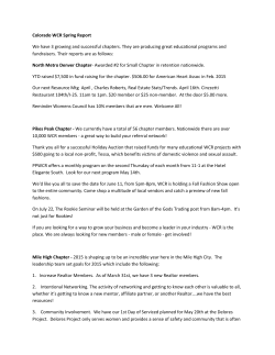 Colorado WCR Spring Report We have 3 growing and successful