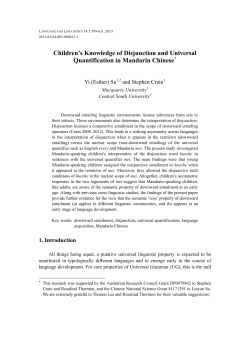 Children`s Knowledge of Disjunction and Universal Quantification in