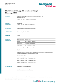 Ethyllithium (ETLi), typ. 8 % solution in Dibutyl Ether (typ. 1.7 M)
