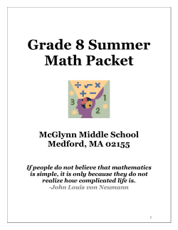 Grade 8 Summer Math Packet