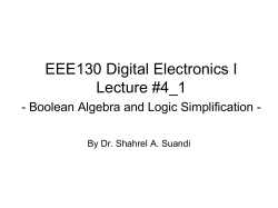 EEE130 Digital Electronics I Lecture #2