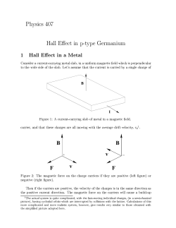 Physics 407 Hall Effect in p-type Germanium 1 Hall Effect in a Metal