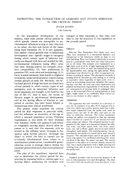 IMPRINTING: THE INTERACTION OF LEARNED AND INNATE