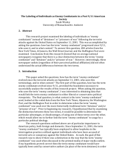 The Labeling of Individuals as Enemy Combatants in a Post 9/11